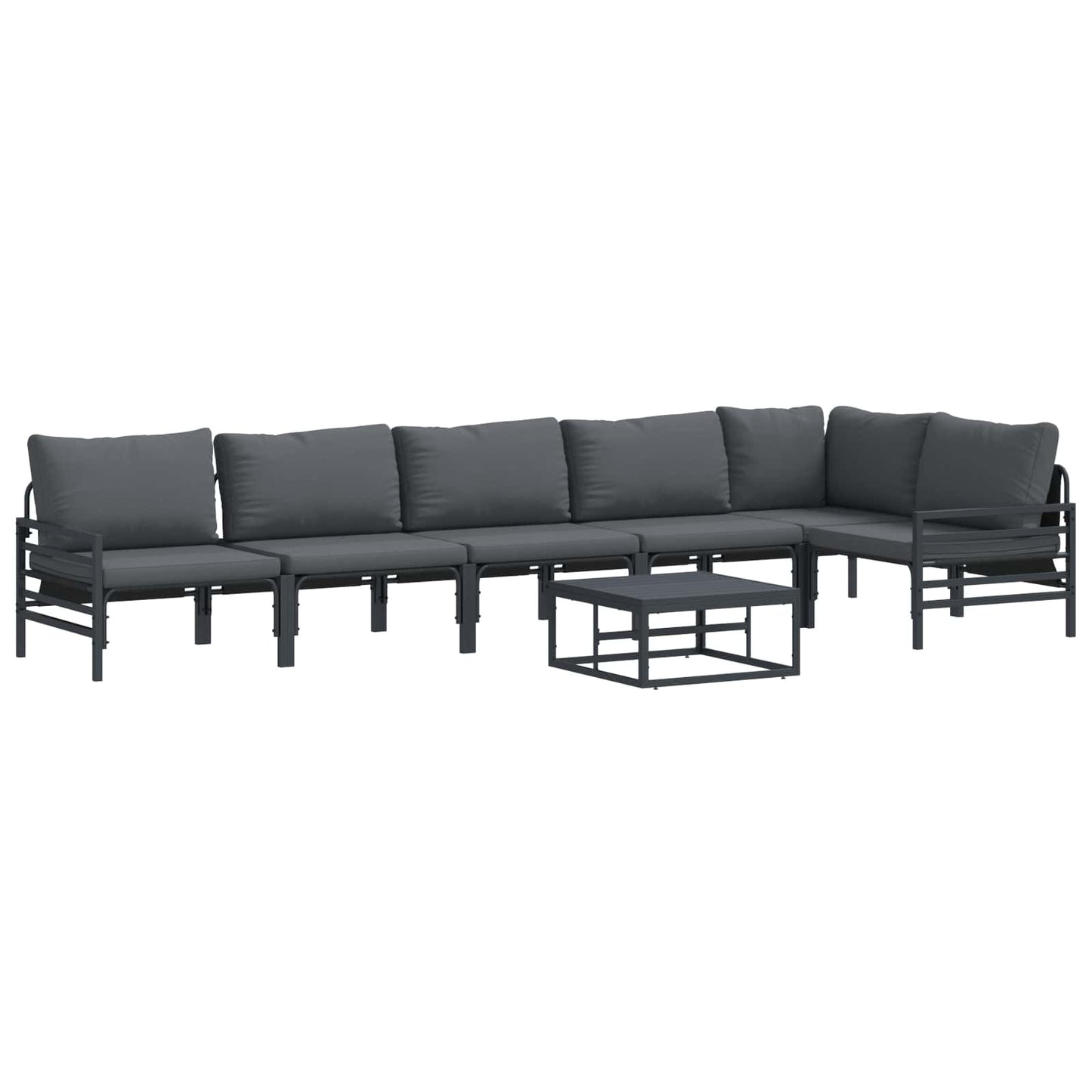 Garden Sofa Set with Cushion 7 pcs Black Steel