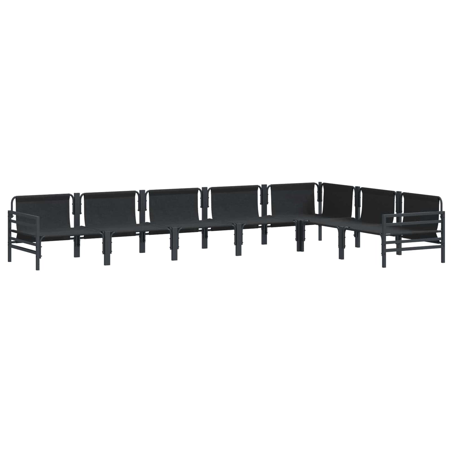 Garden Sofa Set with Cushion 7 pcs Black Steel