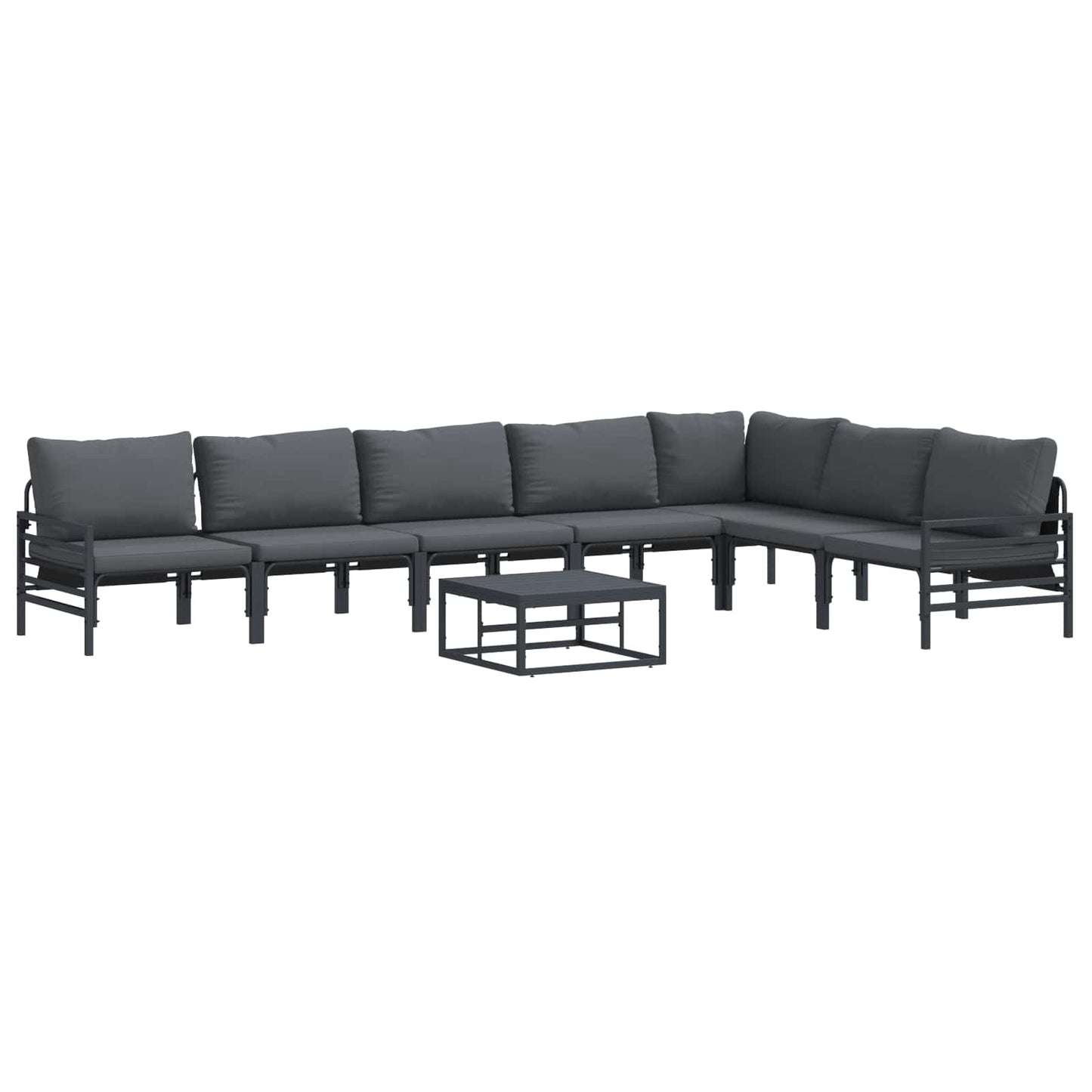Garden Sofa Set with Cushion 8 pcs Black Steel