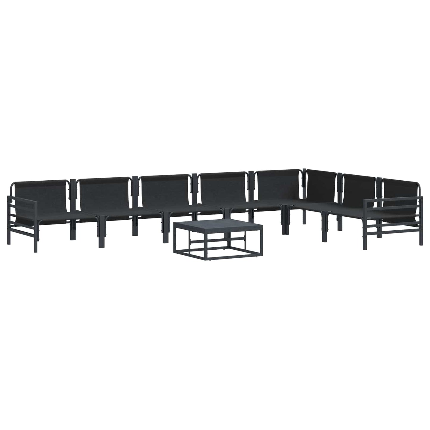 Garden Sofa Set with Cushion 8 pcs Black Steel
