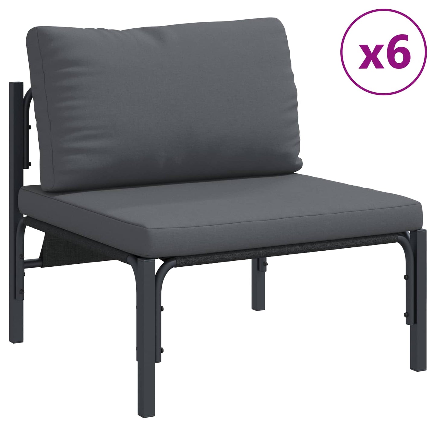 Garden Sofa Set with Cushion 9 pcs Black Steel