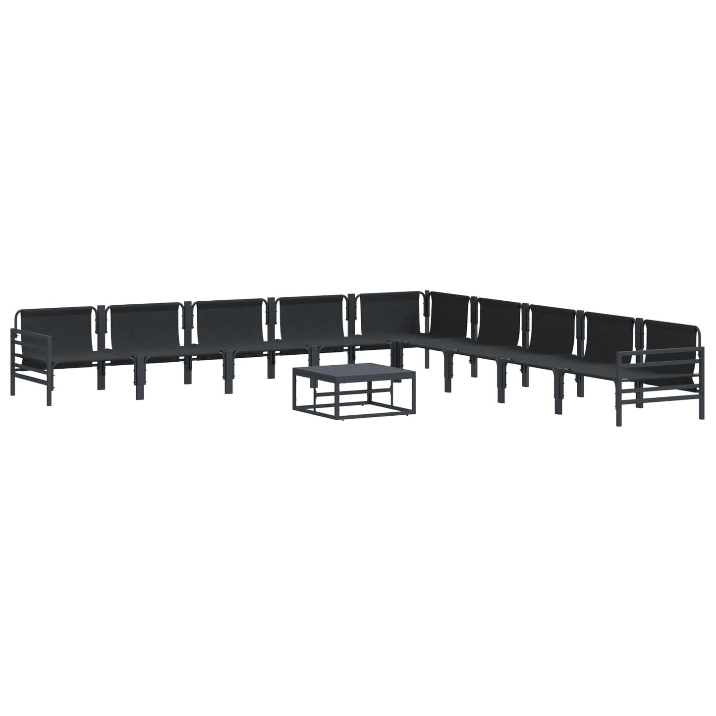 Garden Sofa Set with Cushion 10 pcs Black Steel