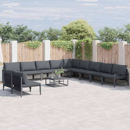 Garden Sofa Set 11 pcs Black Steel