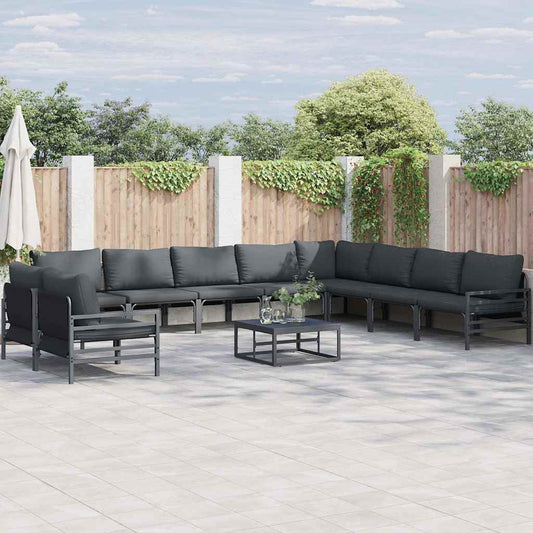 Garden Sofa Set 11 pcs Black Steel