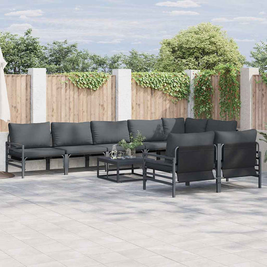 Garden Sofa Set 8 pcs Black Steel