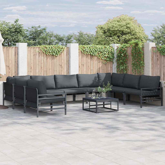 Garden Sofa Set 10 pcs Black Steel