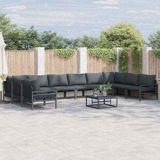 Garden Sofa Set 11 pcs Black Steel