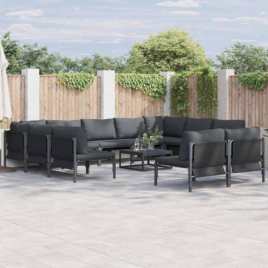 Garden Sofa Set 12 pcs Black Steel