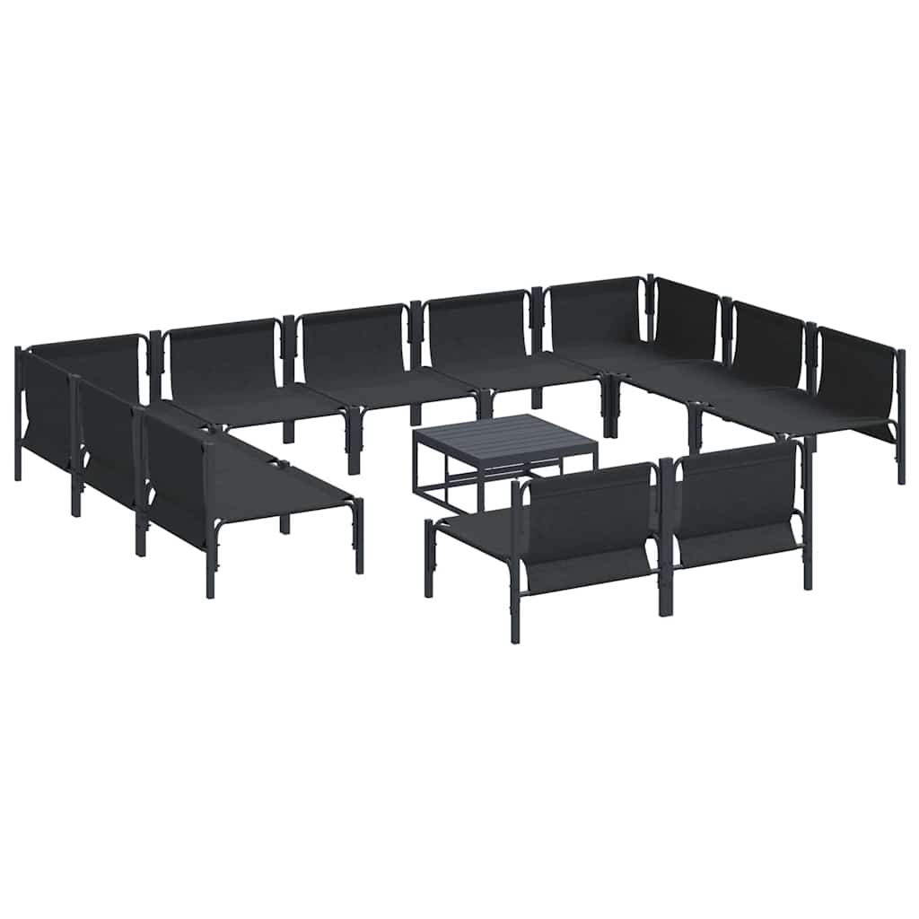 Garden Sofa Set with Cushion 12 pcs Black Steel