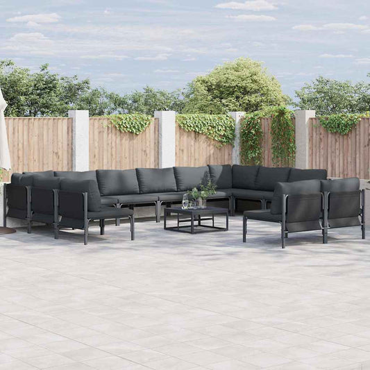 Garden Sofa Set 13 pcs Black Steel