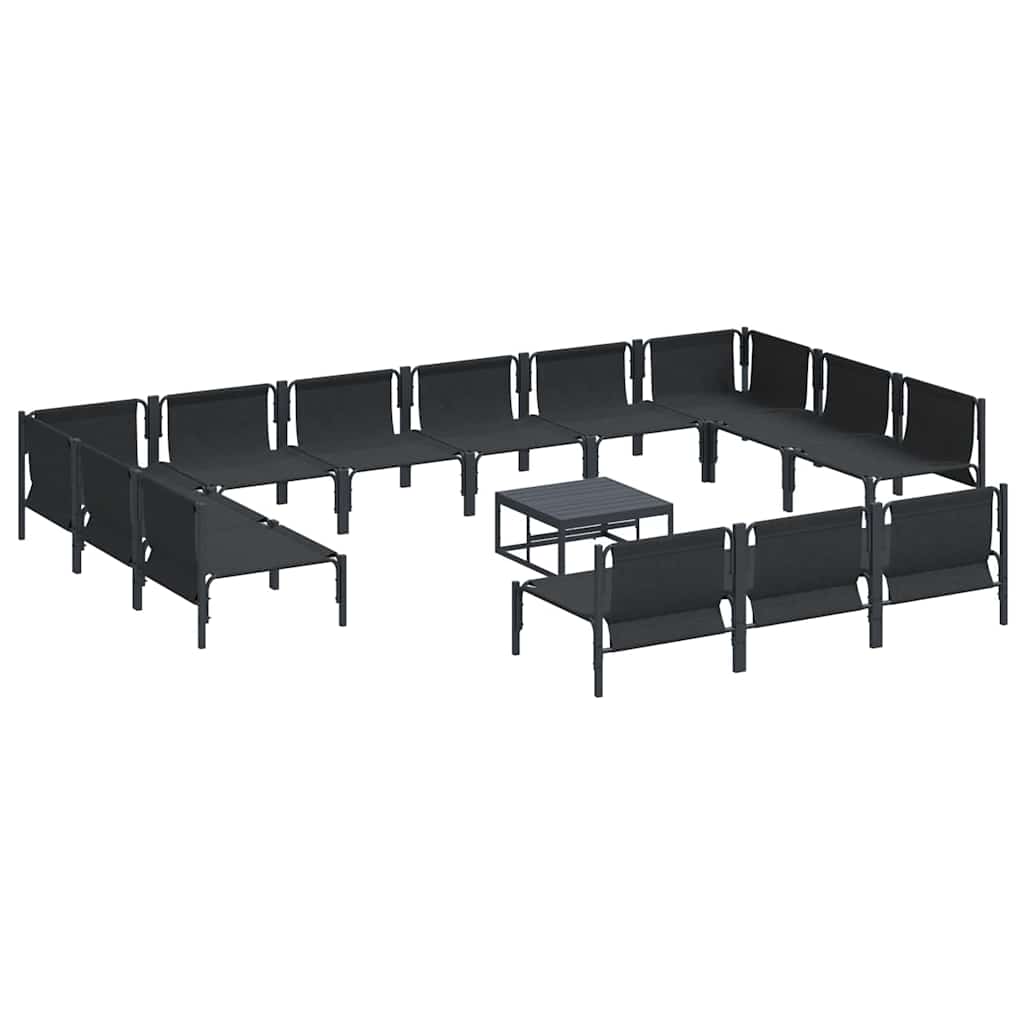 Garden Sofa Set with Cushion 14 pcs Black Steel