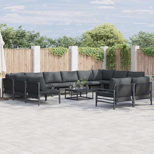 Garden Sofa Set 13 pcs Black Steel