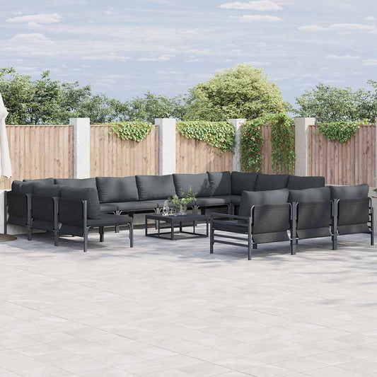 Garden Sofa Set 13 pcs Black Steel