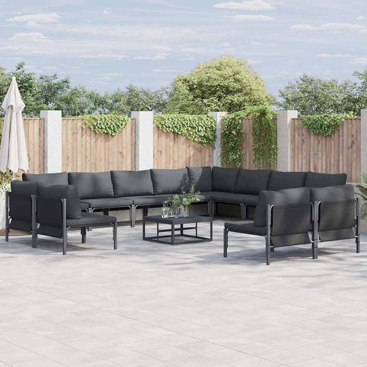 Garden Sofa Set 12 pcs Black Steel