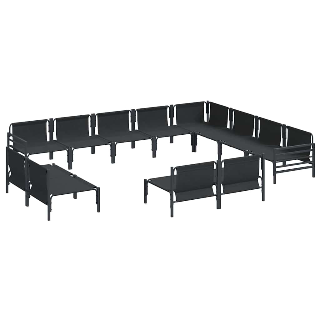 Garden Sofa Set with Cushion 12 pcs Black Steel