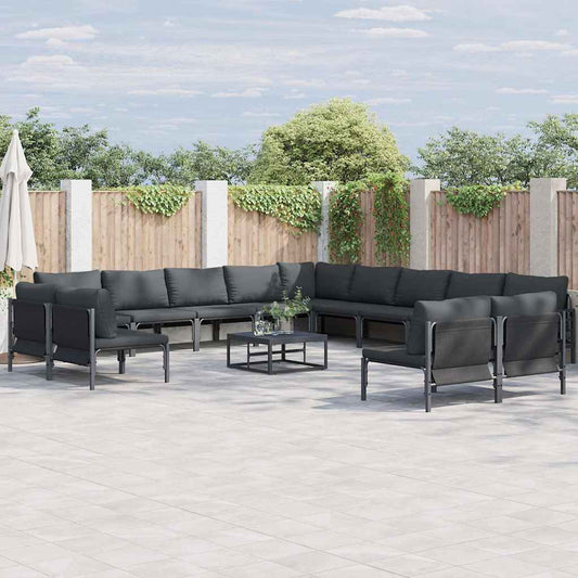 Garden Sofa Set 13 pcs Black Steel