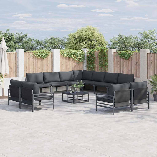 Garden Sofa Set 12 pcs Black Steel
