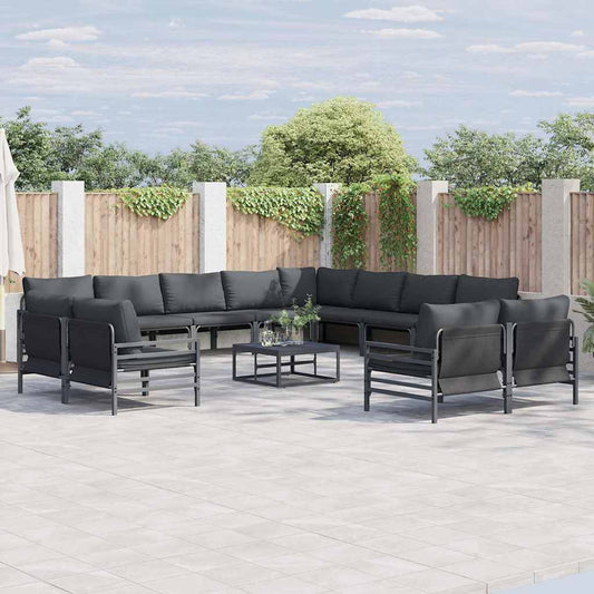 Garden Sofa Set 12 pcs Black Steel
