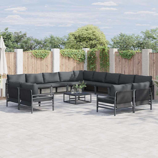 Garden Sofa Set 13 pcs Black Steel
