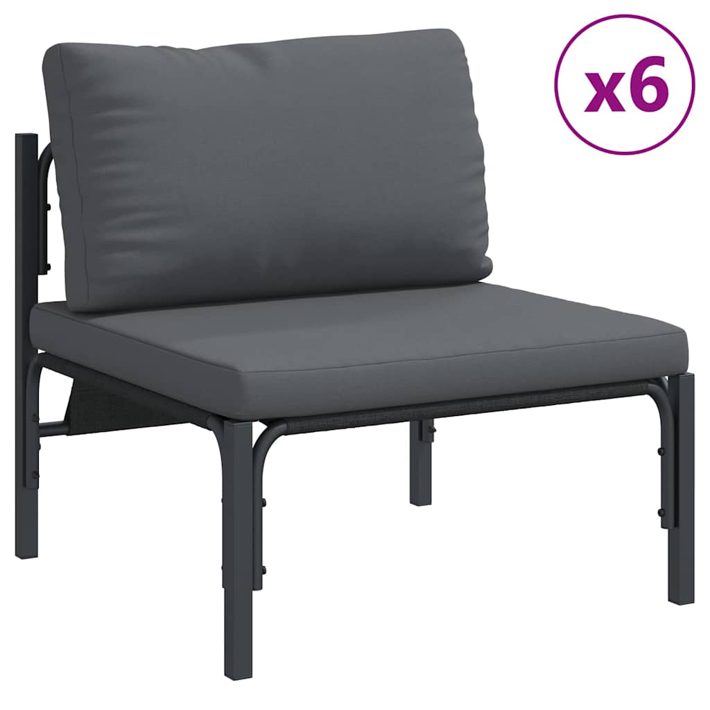 Garden Sofa Set with Cushion 13 pcs Black Steel