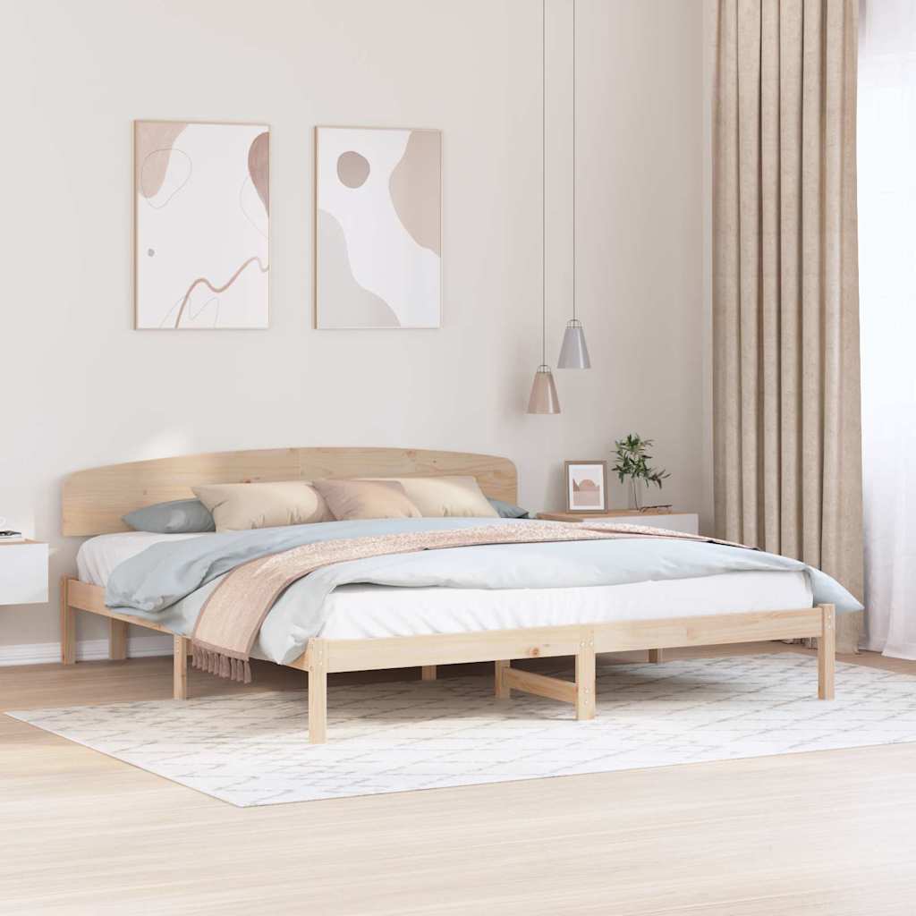 Bed Frame with Headboard Natural 180 x 200 cm Solid Pine Wood