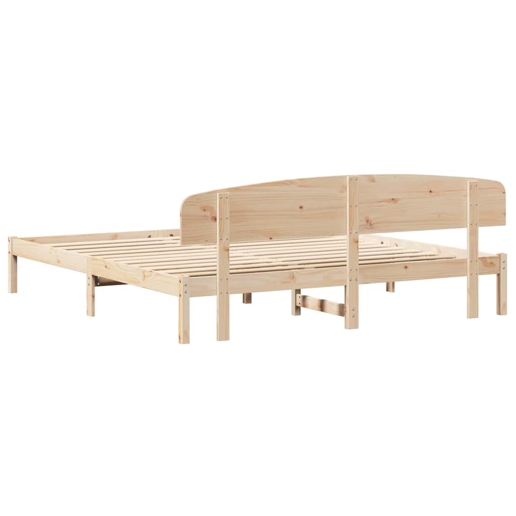 Bed Frame with Headboard Natural 180 x 200 cm Solid Pine Wood