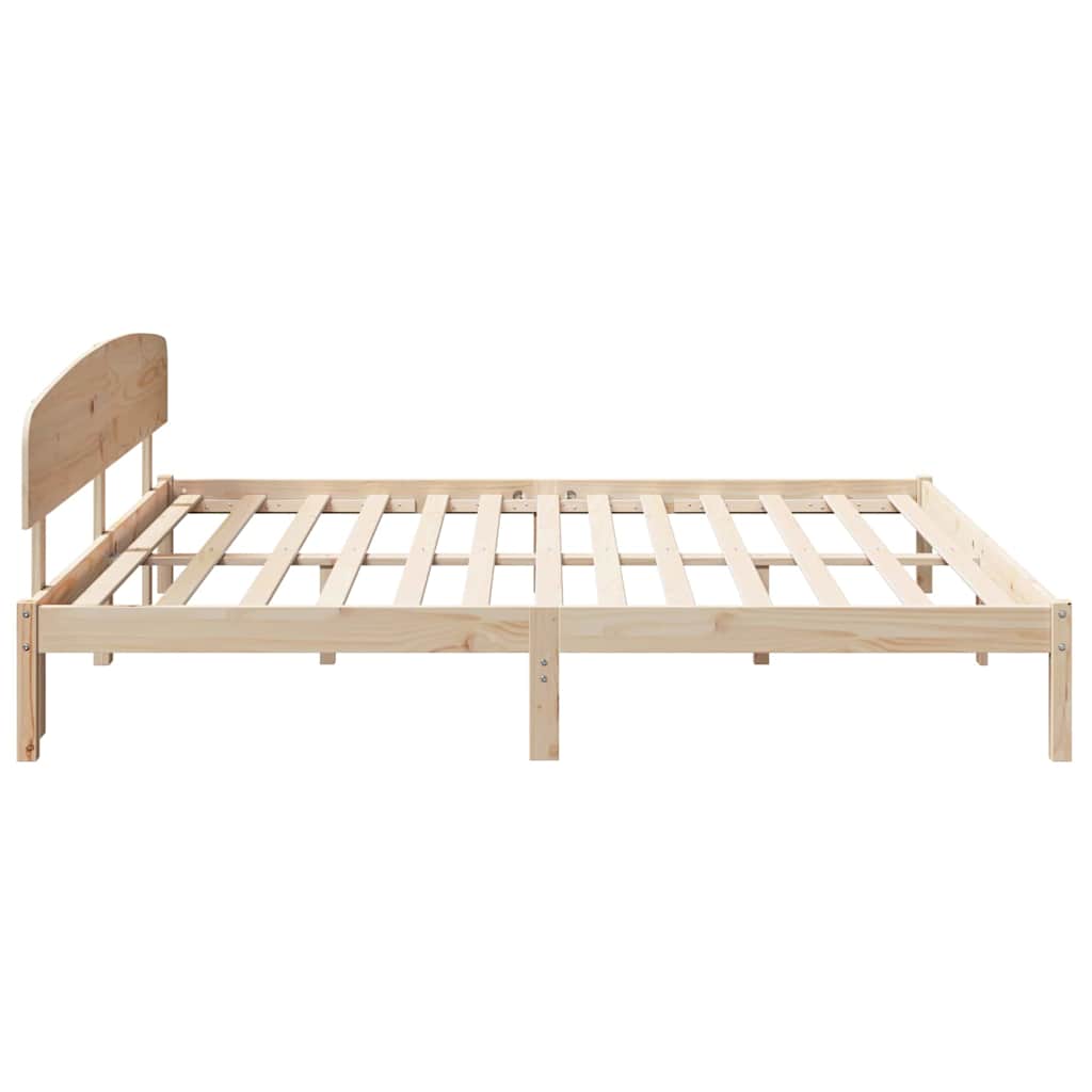 Bed Frame with Headboard Natural 180 x 200 cm Solid Pine Wood
