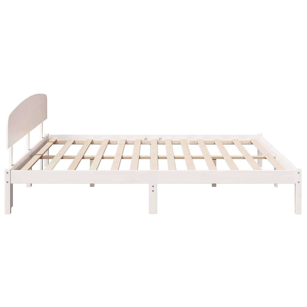 Bed Frame with Headboard White 180 x 200 cm Solid Pine Wood