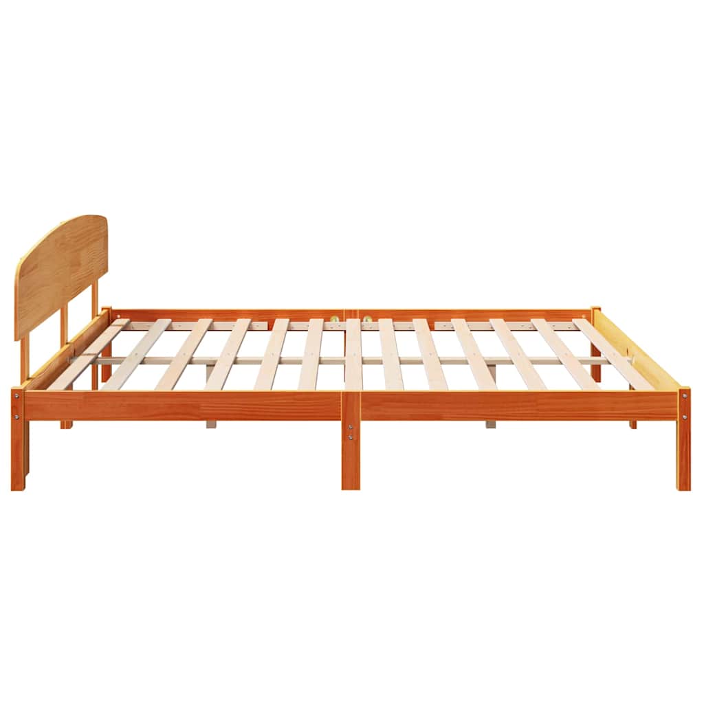 Bed Frame with Headboard Wax Brown 180 x 200 cm Solid Pine Wood