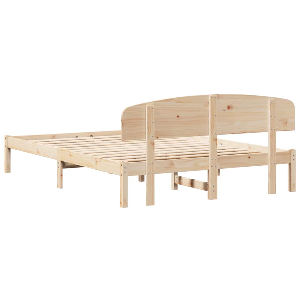 Bed Frame with Headboard Natural 160 x 200 cm Solid Pine Wood