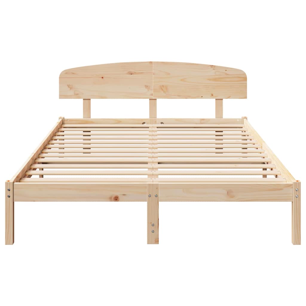 Bed Frame with Headboard Natural 150 x 200 cm Solid Pine Wood