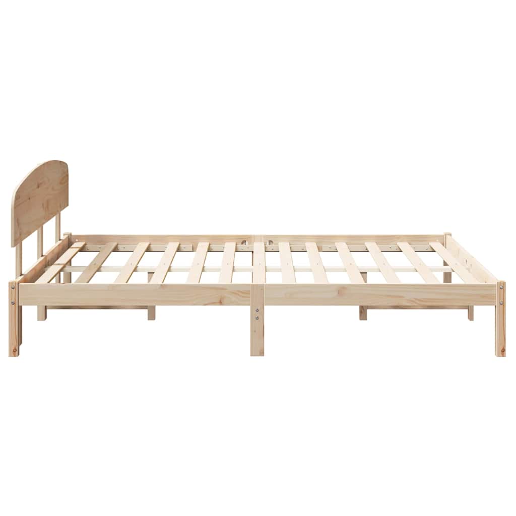 Bed Frame with Headboard Natural 140 x 200 cm Solid Pine Wood