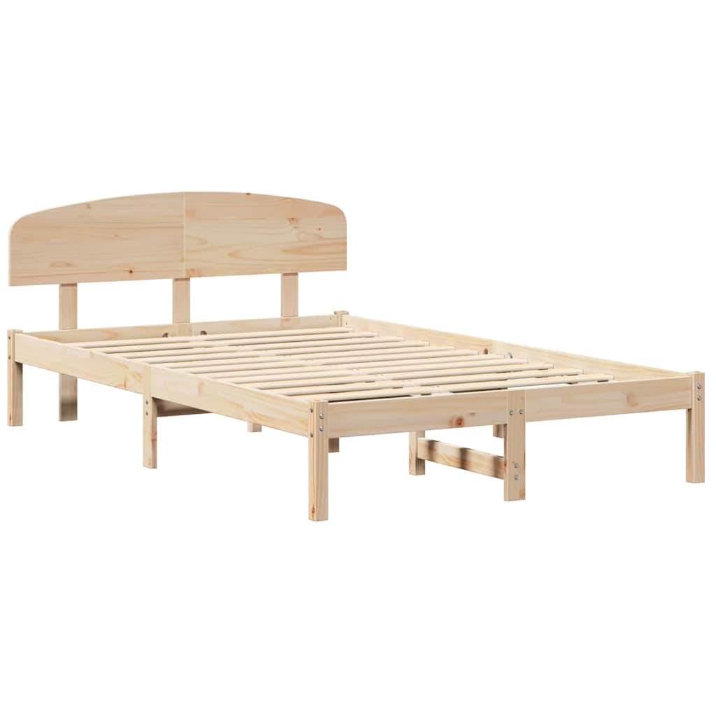 Bed Frame with Headboard Natural 120 x 200 cm Solid Pine Wood