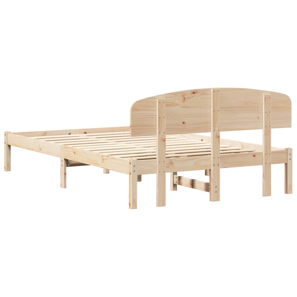 Bed Frame with Headboard Natural 120 x 200 cm Solid Pine Wood