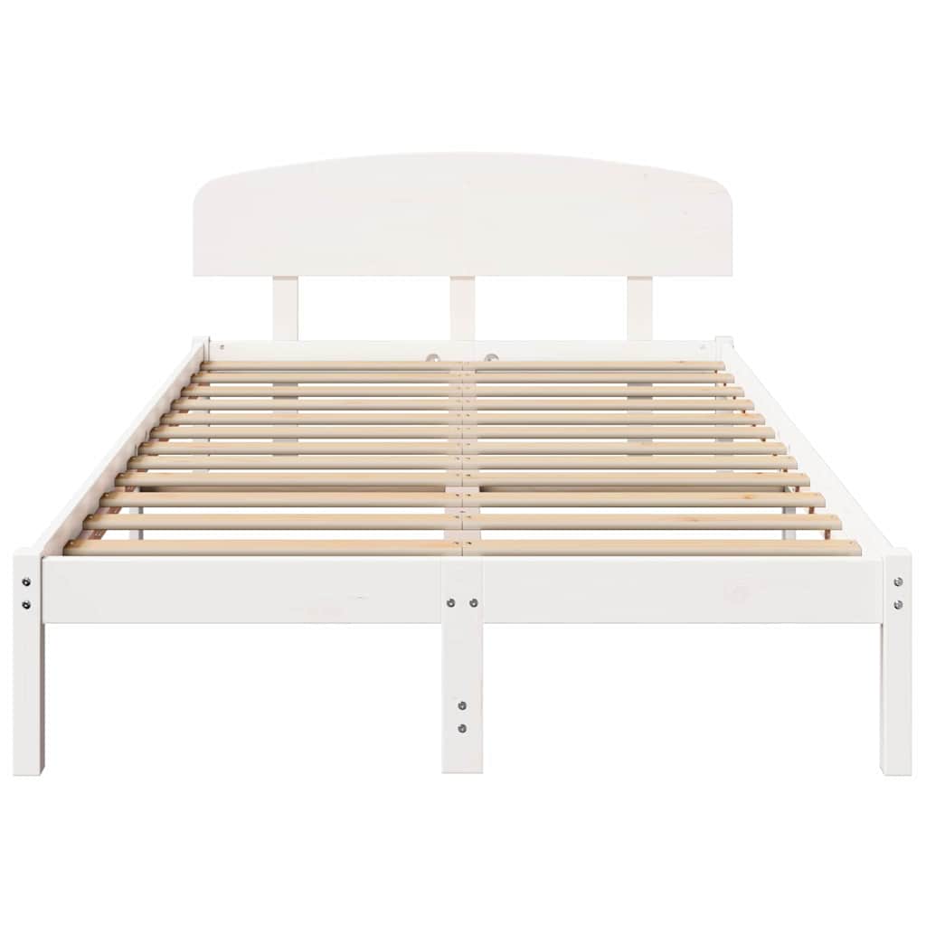 Bed Frame with Headboard White 120 x 200 cm Solid Pine Wood