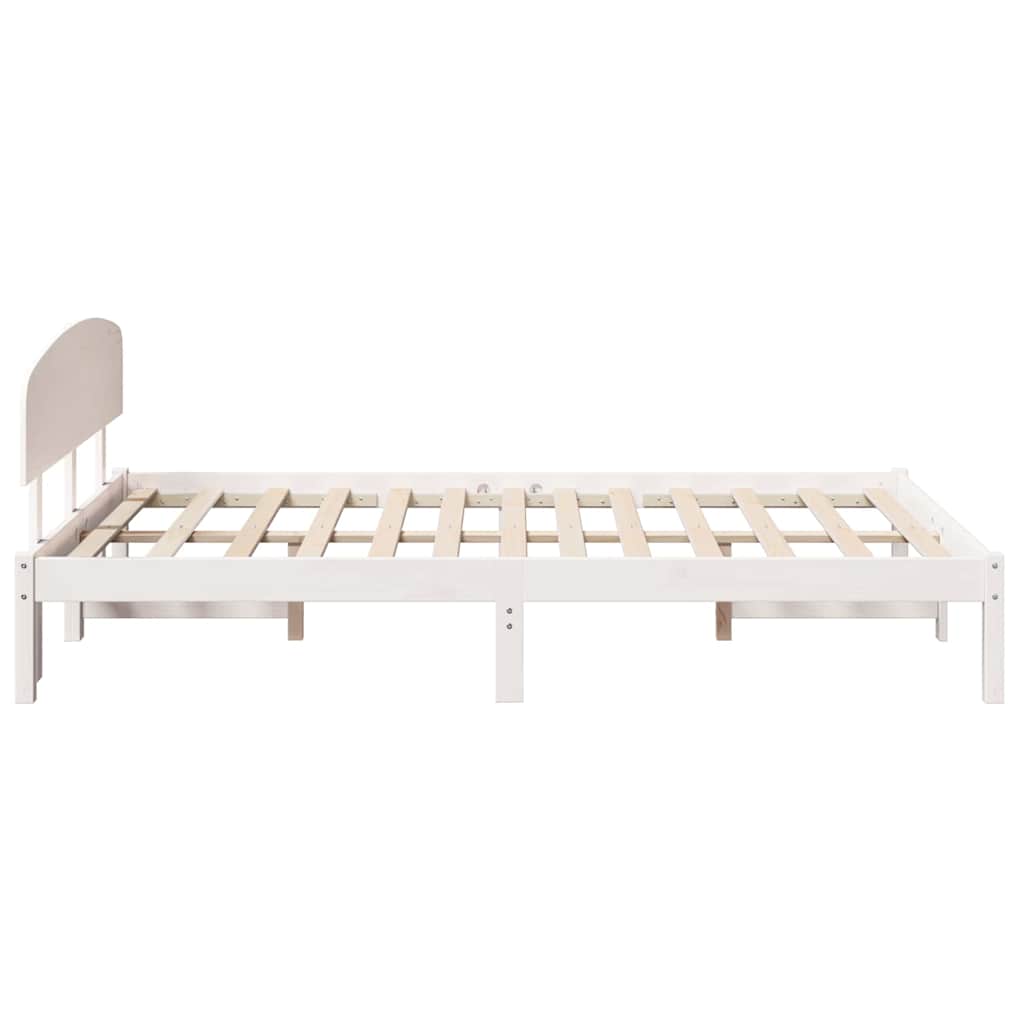 Bed Frame with Headboard White 140 x 190 cm Solid Pine Wood