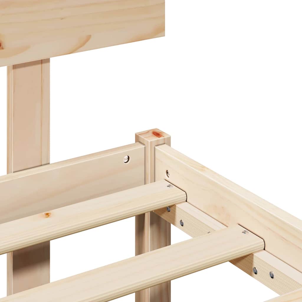 Bed Frame with Headboard Natural 135 x 190 cm Solid Pine Wood