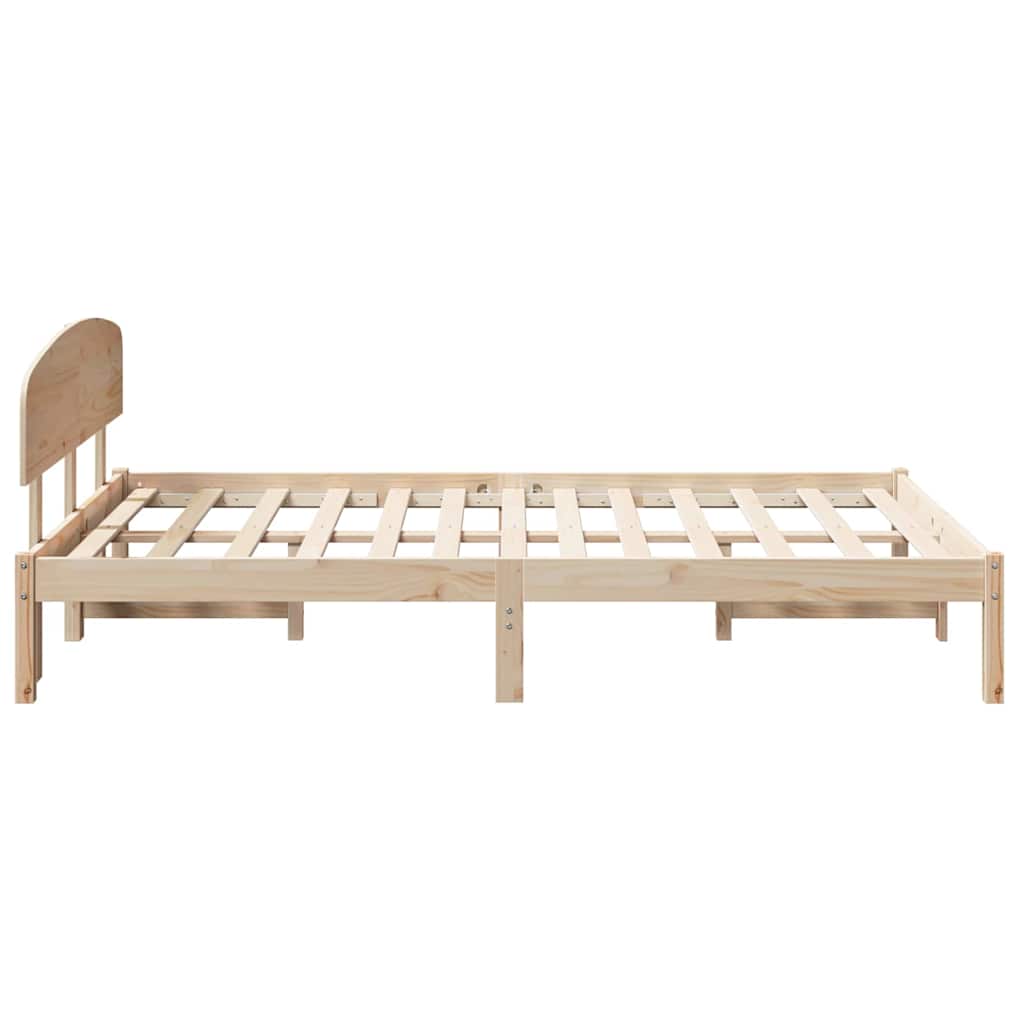 Bed Frame with Headboard Natural 135 x 190 cm Solid Pine Wood