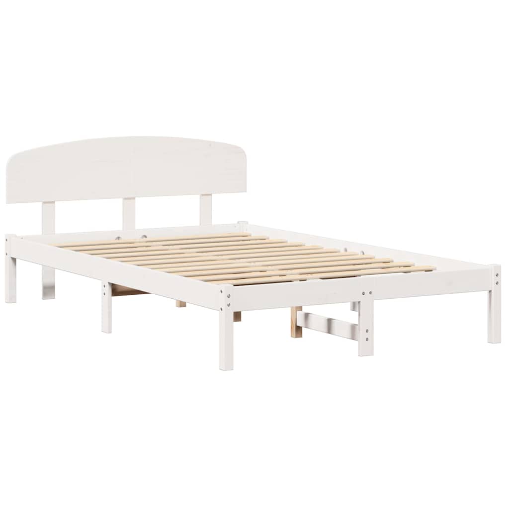 Bed Frame with Headboard White 120 x 190 cm Solid Pine Wood