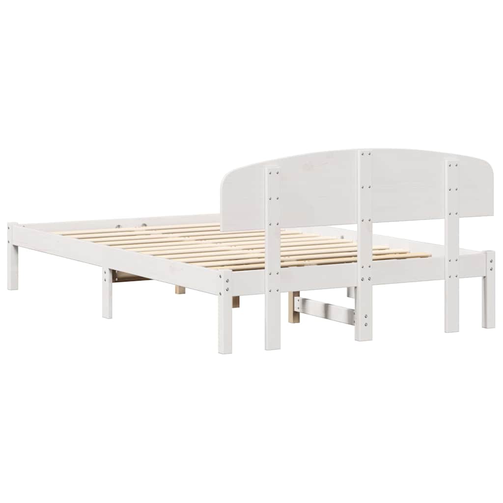 Bed Frame with Headboard White 120 x 190 cm Solid Pine Wood