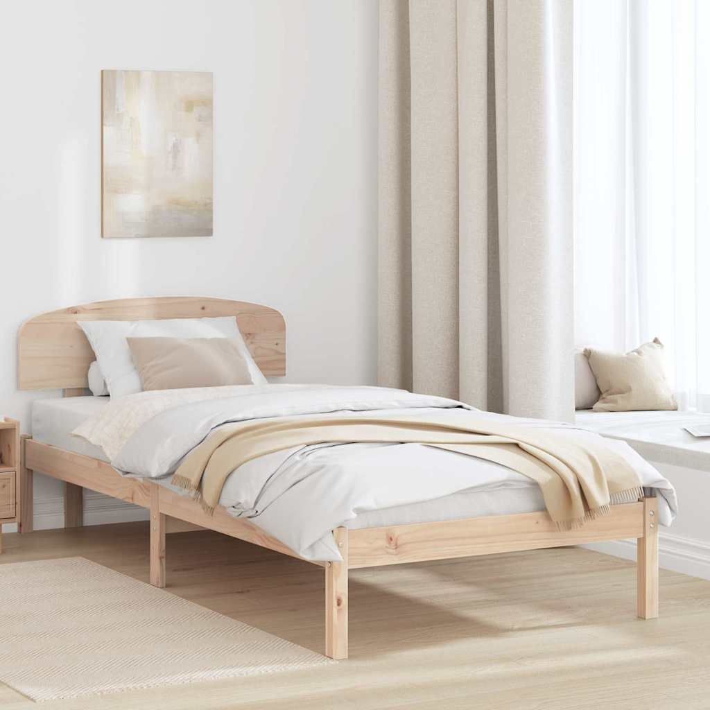 Bed Frame with Headboard Natural 80 x 200 cm Solid Pine Wood