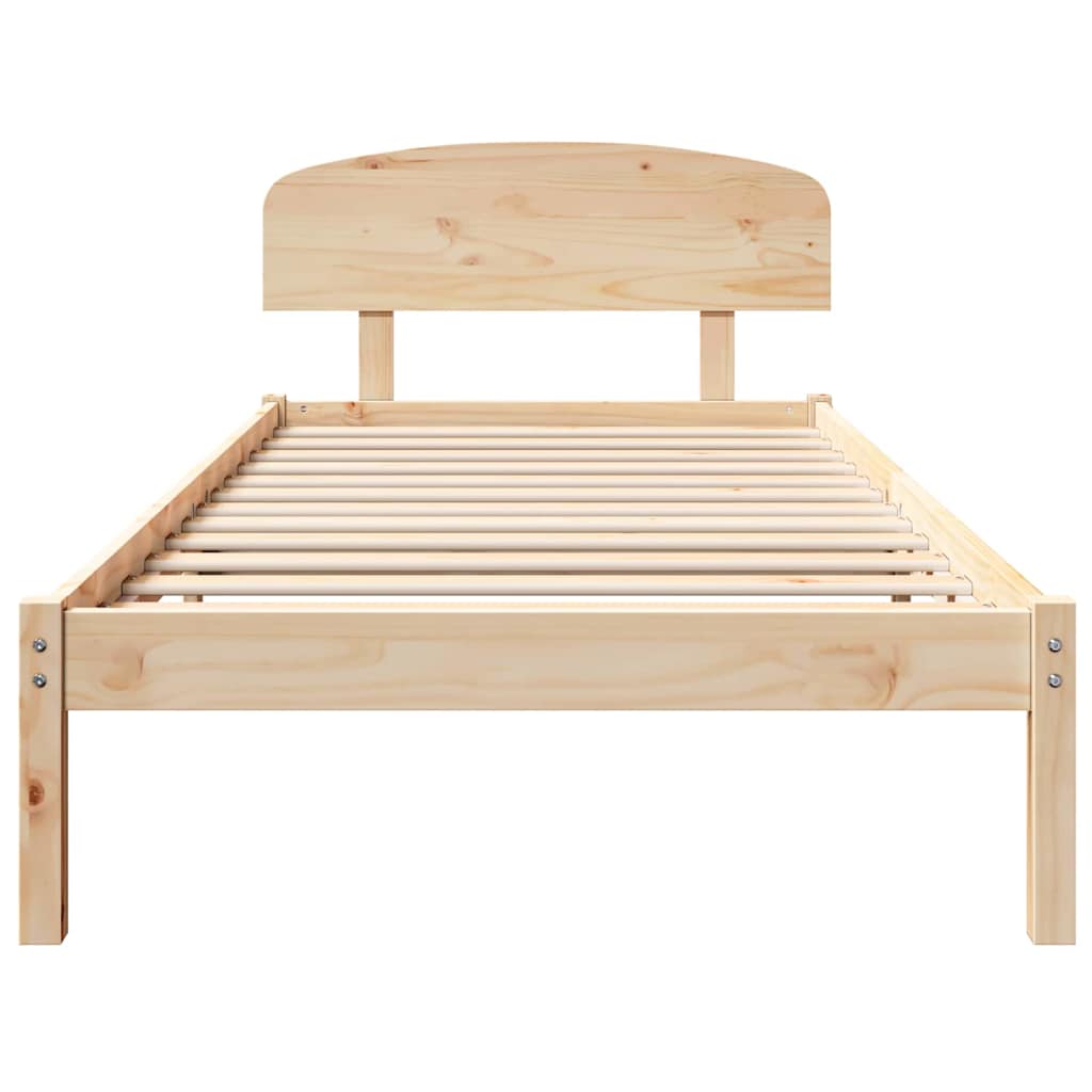 Bed Frame with Headboard Natural 80 x 200 cm Solid Pine Wood