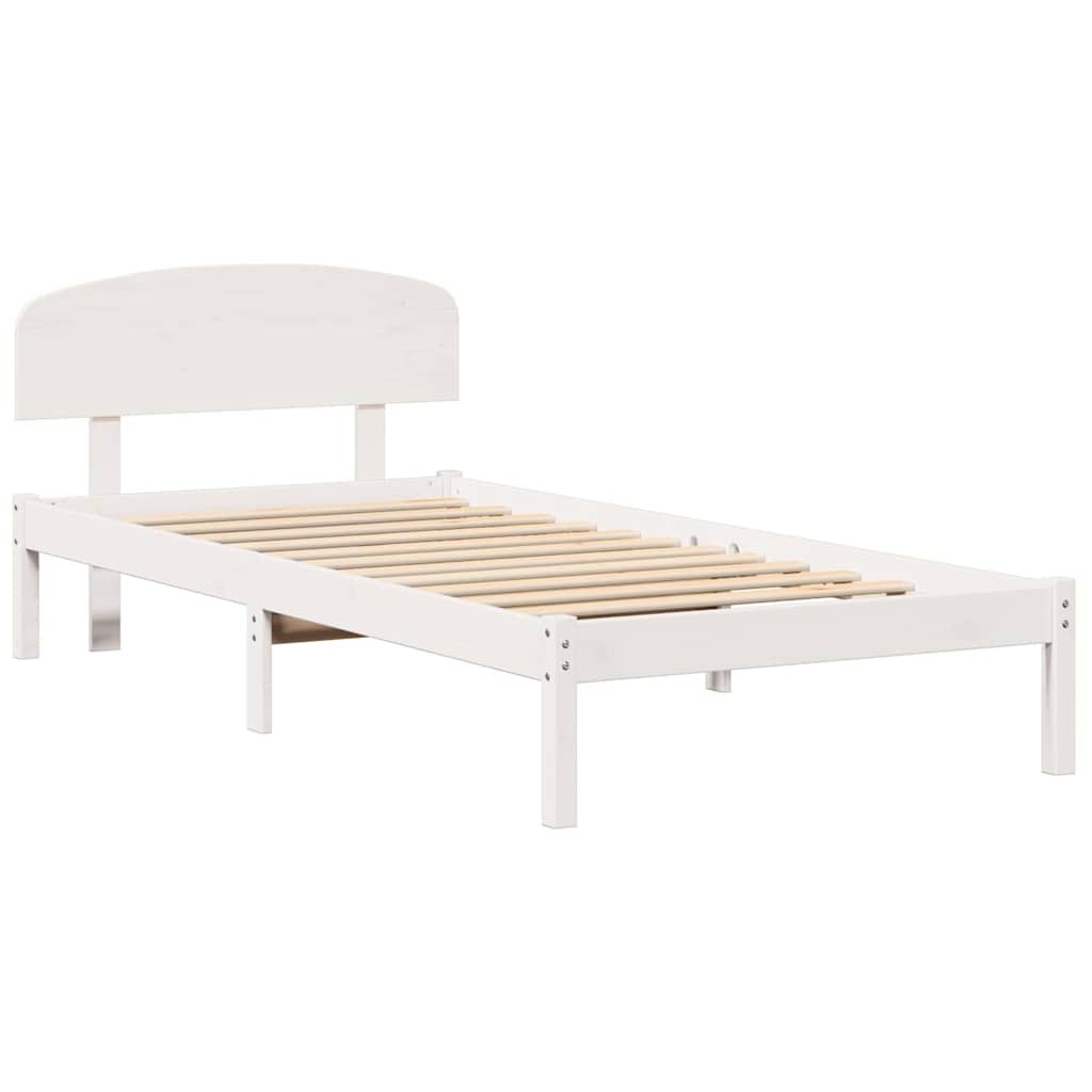 Bed Frame with Headboard White 80 x 200 cm Solid Pine Wood