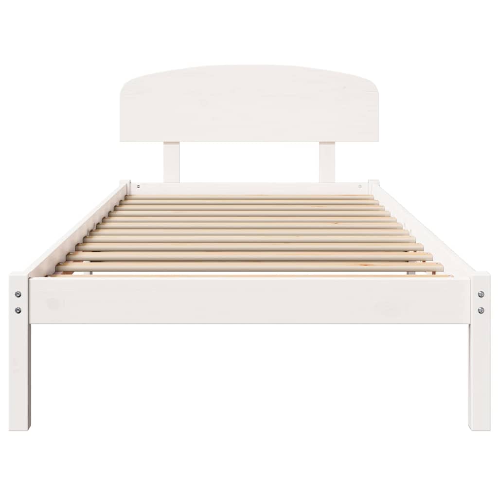 Bed Frame with Headboard White 80 x 200 cm Solid Pine Wood