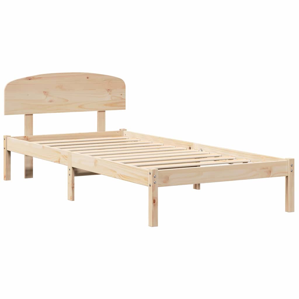 Bed Frame with Headboard Natural 90 x 190 cm Solid Pine Wood
