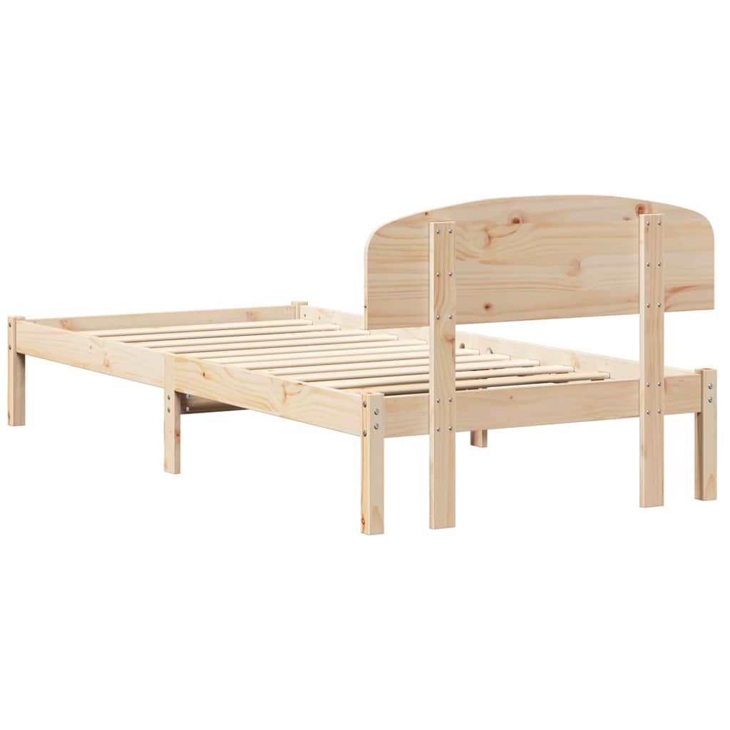 Bed Frame with Headboard Natural 90 x 190 cm Solid Pine Wood