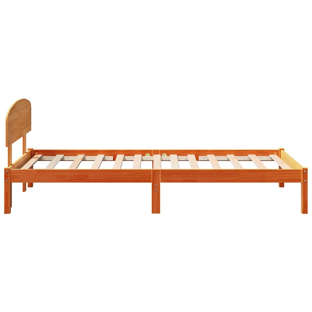 Bed Frame with Headboard Wax Brown 90 x 190 cm Solid Pine Wood