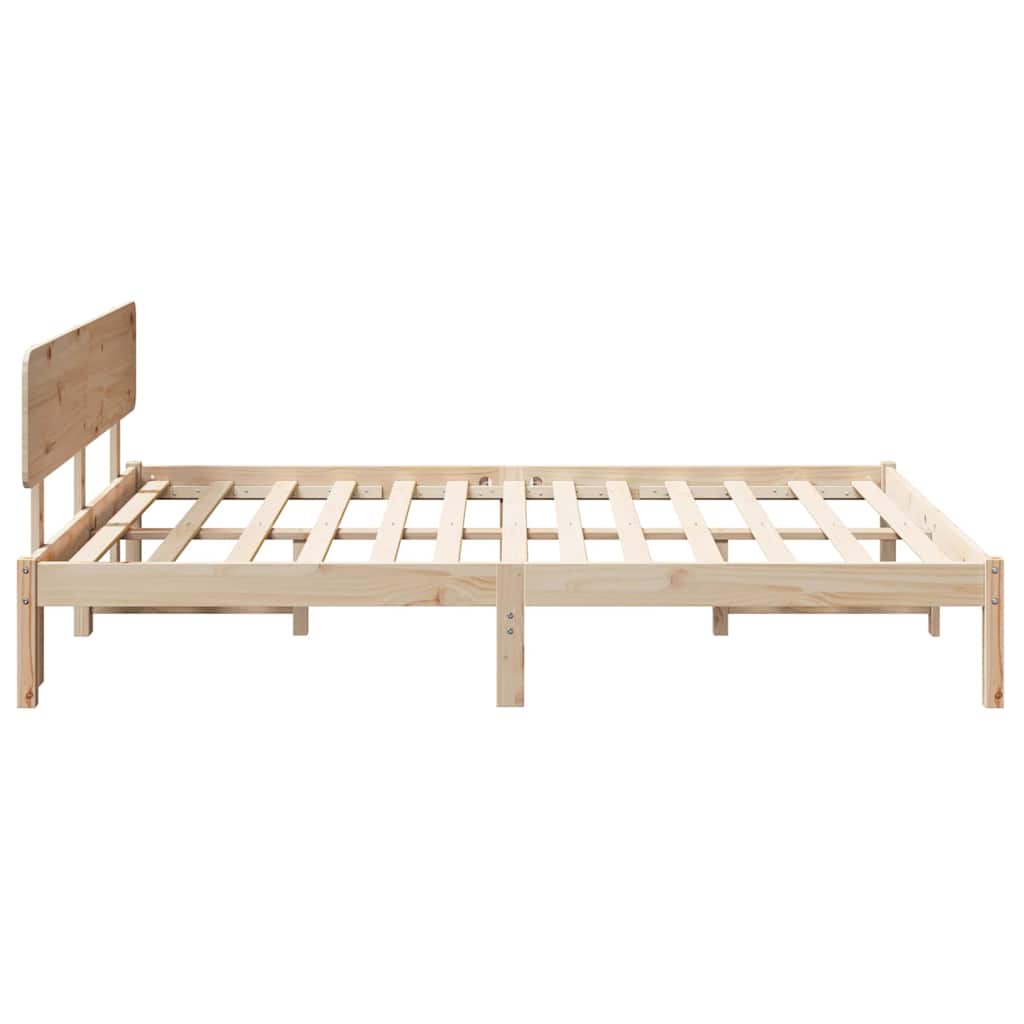 Bed Frame with Headboard Natural 160 x 200 cm Solid Pine Wood