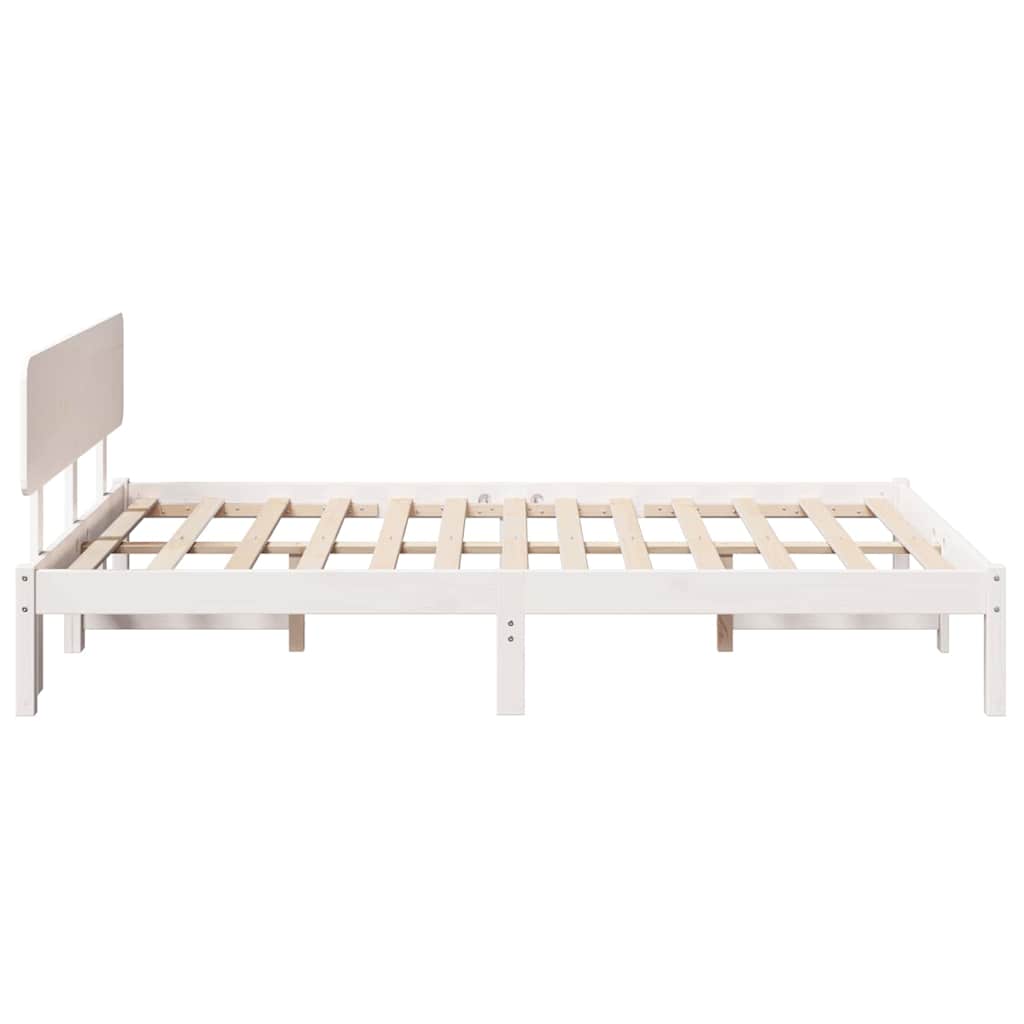 Bed Frame with Headboard White 140 x 190 cm Solid Pine Wood