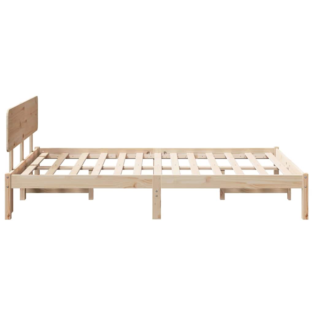 Bed Frame with Headboard Natural 120 x 190 cm Solid Pine Wood